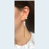 Tassel Hook 18K Gold Plated Earring w. White Pearls