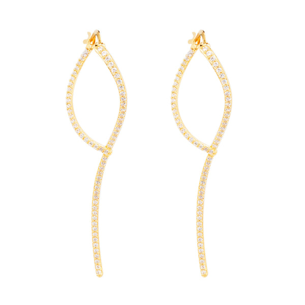Loop 18K Gold Plated Earrings w. Zirconias