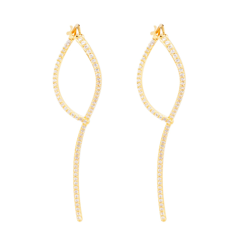 Loop 18K Gold Plated Earrings w. Zirconias