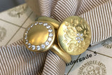 Jardiniére pavé 18K Gold Ring w. Diamond, 0.17ct