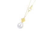 Lace 18K Gold Necklace w. Pearl