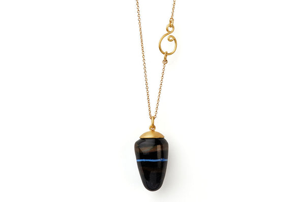 Murano Drop 18K Gold Necklace w. Blue Glass