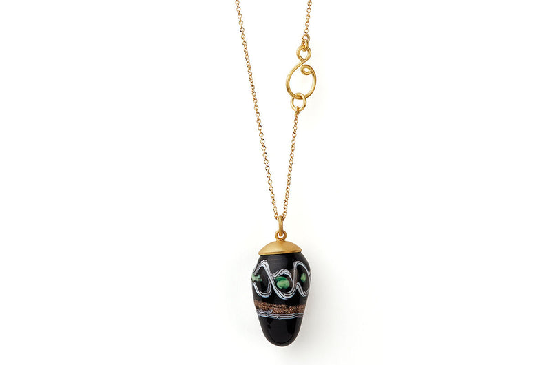 Murano Drop 18K Gold Necklace w. Colored Glass