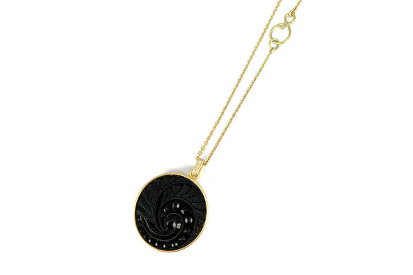 Noir 'Sophia' 18K Gold Necklace w. Diamond & Glass