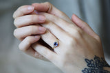 Odette 18K Gold Ring w. Diamond & Blue Sapphire