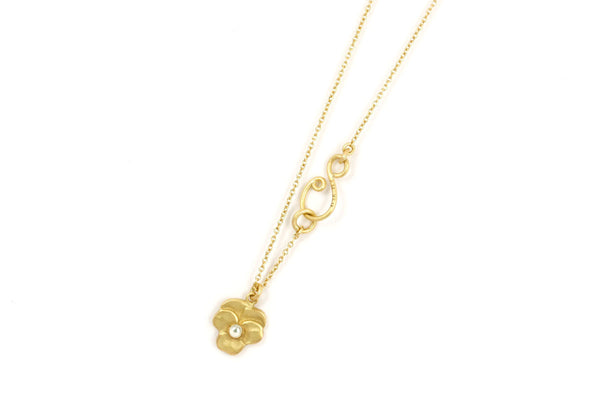 Pansy 18K Gold Necklace w. Pearl
