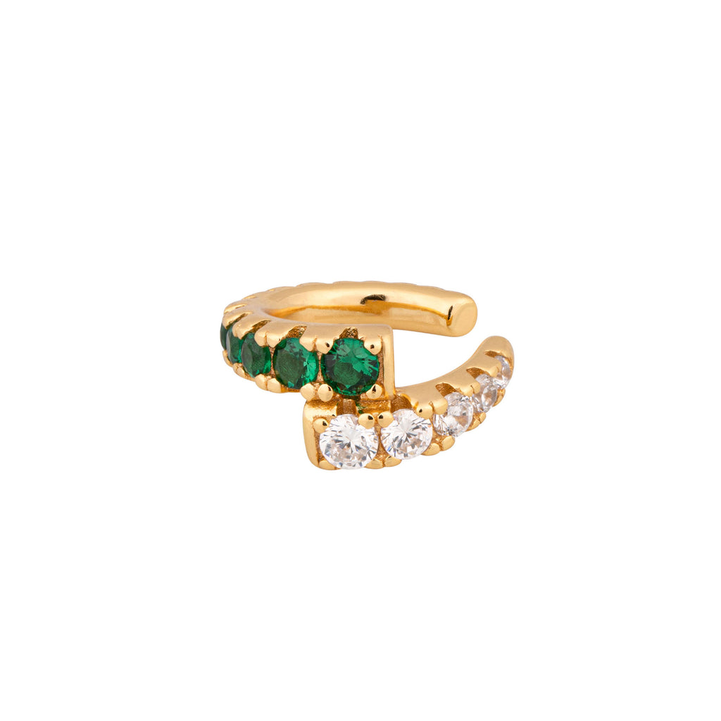 Elisa Cuff Earcuff aus 18K goldplattiert I Grüner & weißer Zirkon