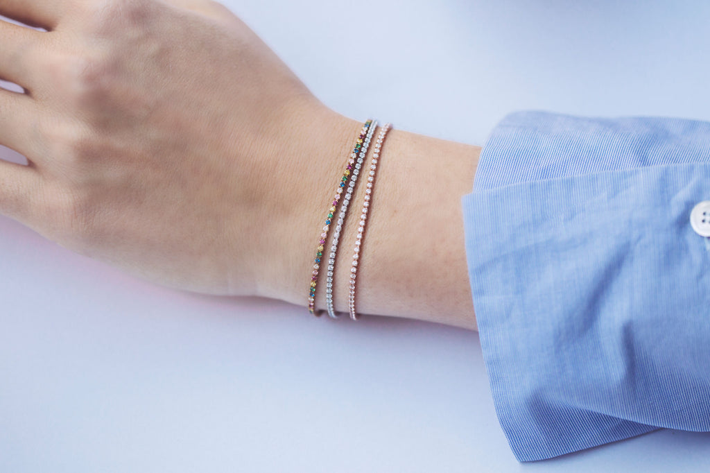 Ellera Rainbow Gold Plated Bracelet w. Yellow, Pink, Blue, Green & Purple Zirconias