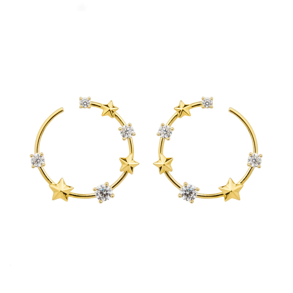 Stern- und Kristallgelbgold Ohrringe w. Kristall