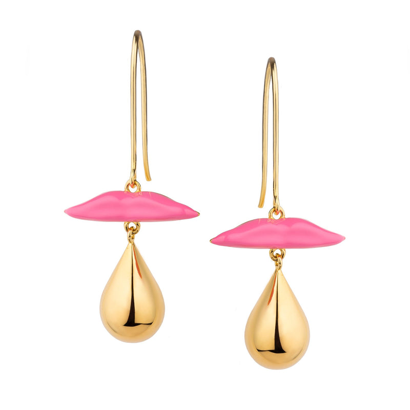 Lips Pink Gold Plated Earrings