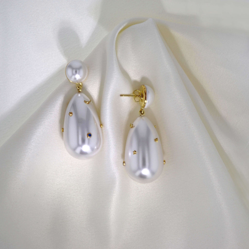 Drop Stars Weißgold Ohrringe plattiert