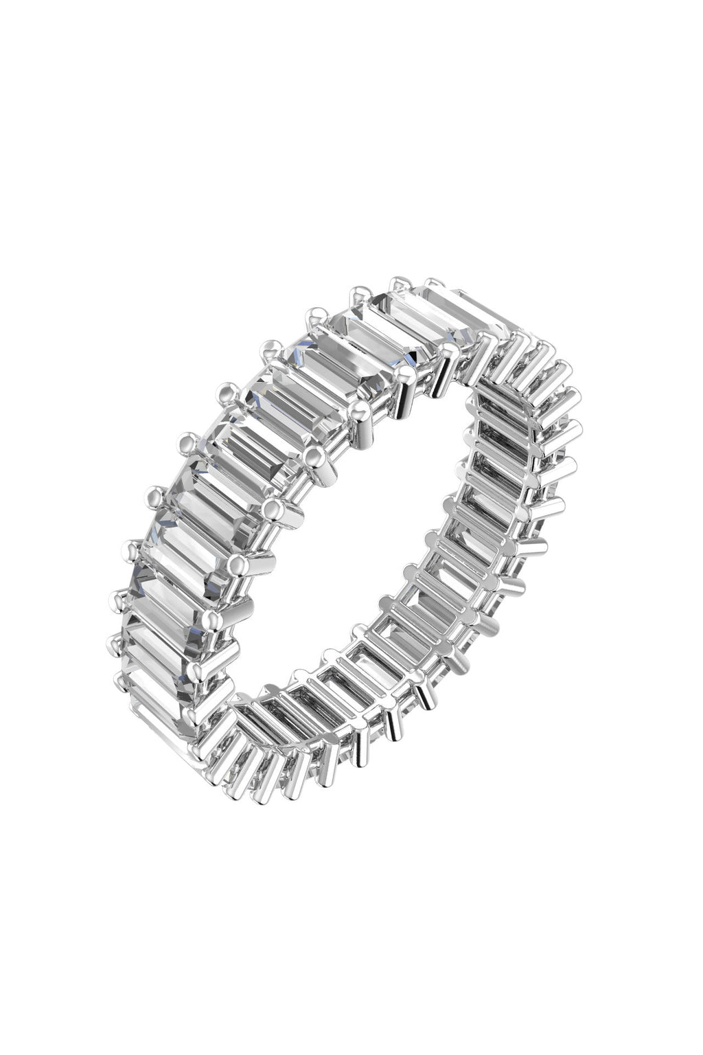 Eternity Baguette Bandring aus 18K Gold Weißgold I Labor-Diamanten