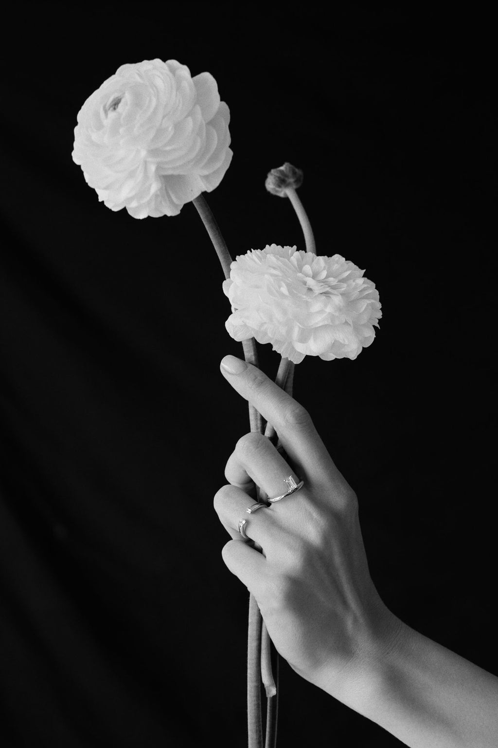 Double Emerald Signet 18K Gold Ring w. Lab-Grown Diamonds