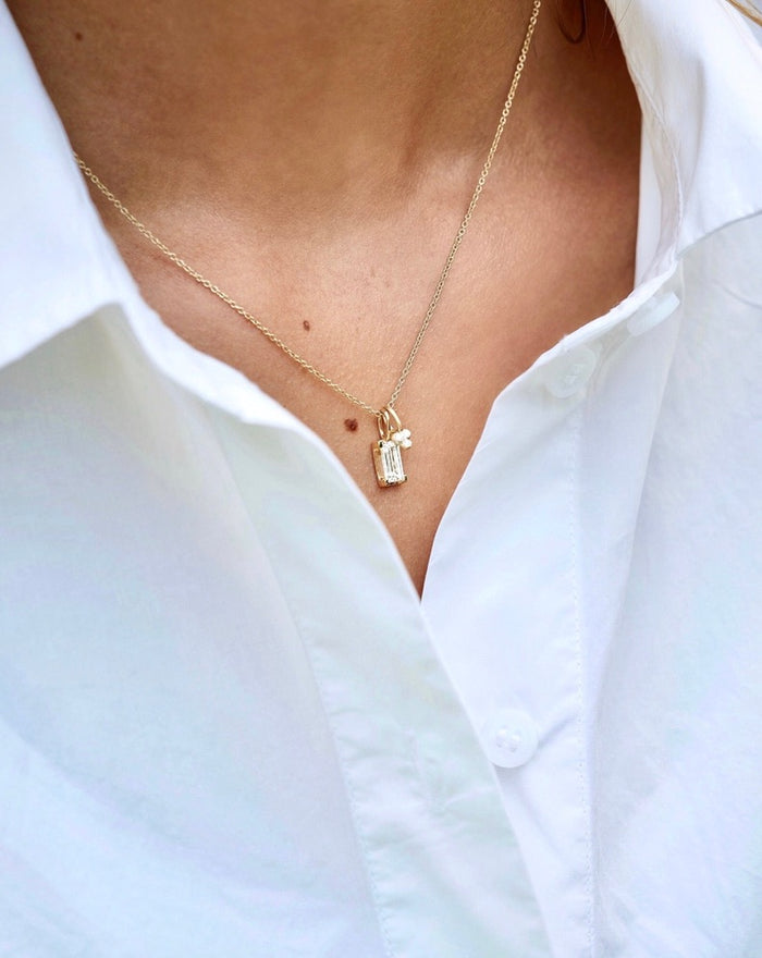 Nord White 18K Guld Vedhæng m. Topas & Diamant