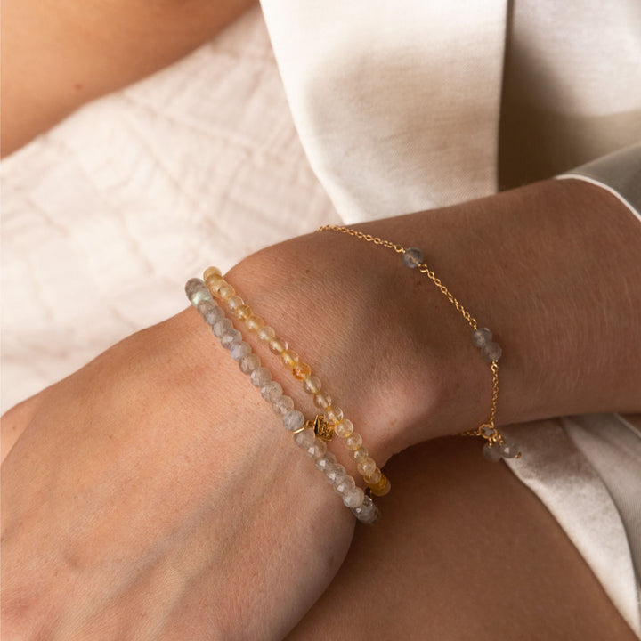 Unicorn 18K Gold Plated Bracelet w. Faceted Labradorite