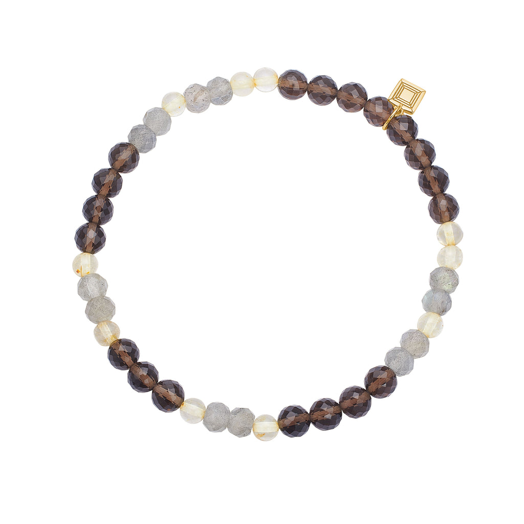 18K Gold Plated Bracelet w. Quartz & Labradorite