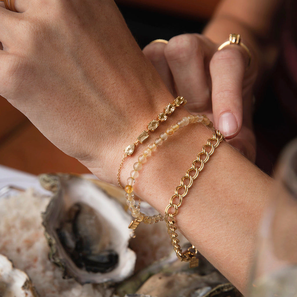 Unicorn 18K Gold Plated Bracelet w. Champagne Quartz