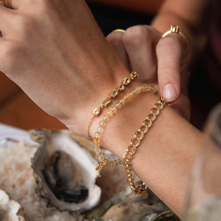 Unicorn 18K Gold Plated Bracelet w. Champagne Quartz