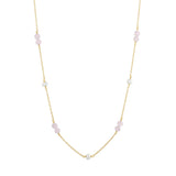 Valentine 18K Gold Plated Necklace w. Pearls & Quartz
