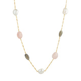 Valentine Halskette 18K vergoldet I Perlen, Morganit & Labradorit