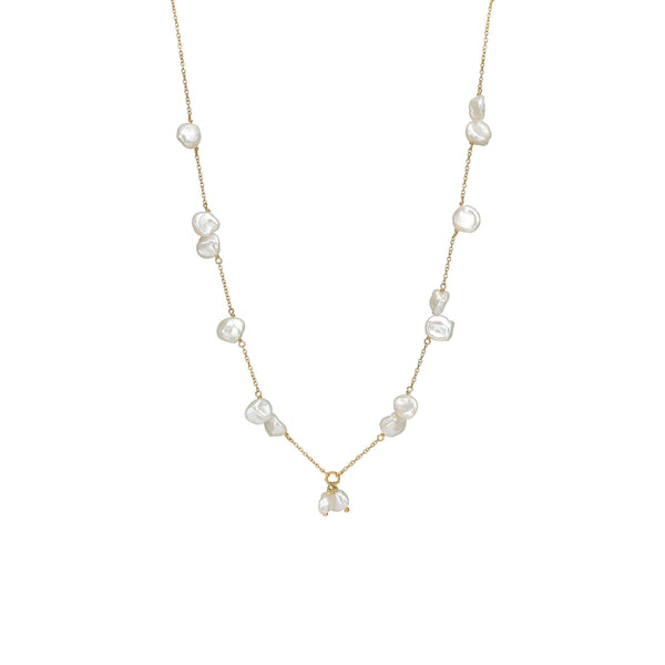 Unicorn 18K Gold Plated Necklace w. Keshi Pearls