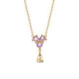 Unicorn 18K Gold Plated Necklace w. Amethyst & Champagne Quartz