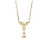 Unicorn 18K Gold Plated Necklace w. round and pear Quartz
