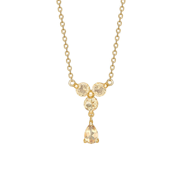 Unicorn 18K Gold Plated Necklace w. round and pear Quartz
