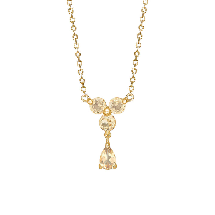 Unicorn 18K Gold Plated Necklace w. round and pear Quartz
