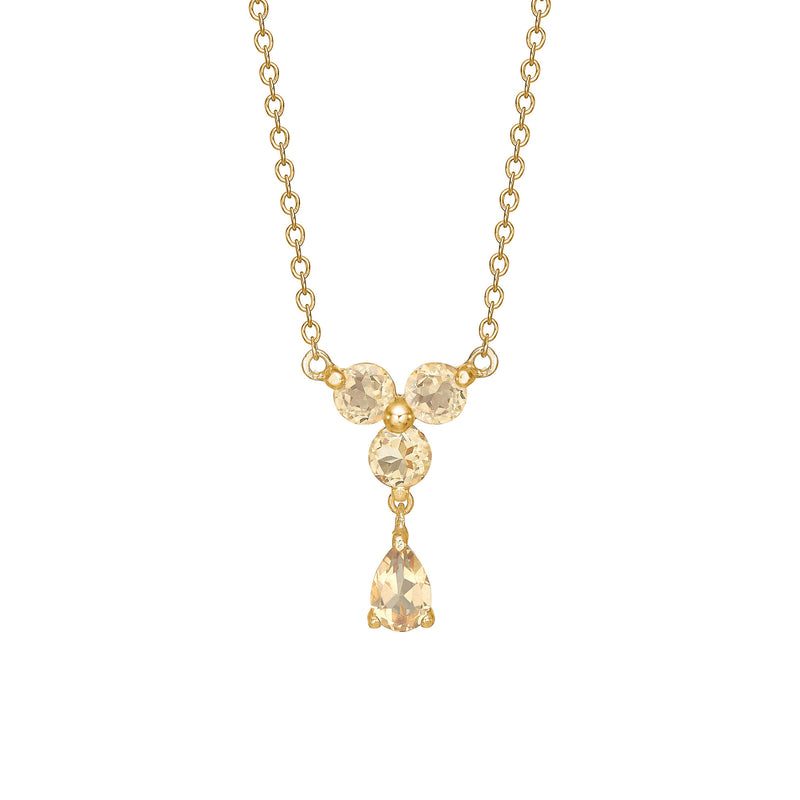 Unicorn 18K Gold Plated Necklace w. round and pear Quartz