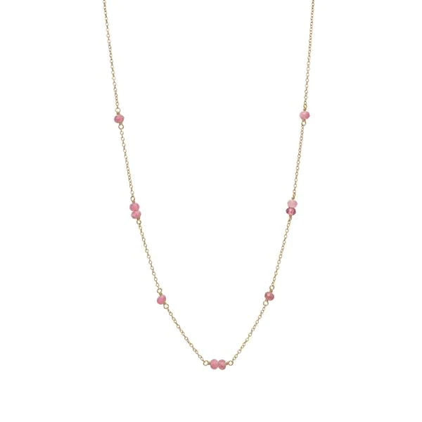 Pink 18K Gold Plated Necklace w. Tourmaline