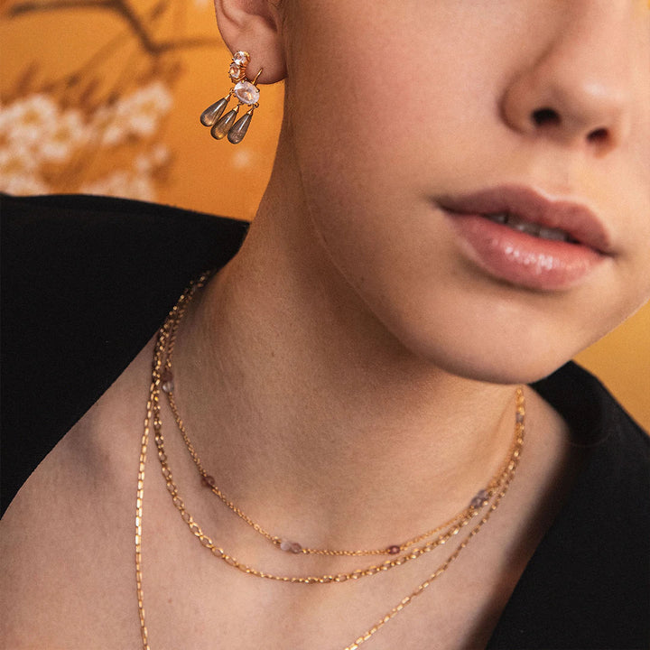 Pink 18K Gold Plated Necklace w. Spinel