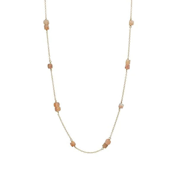 Chain 18K Gold Plated Necklace w. Sunstone