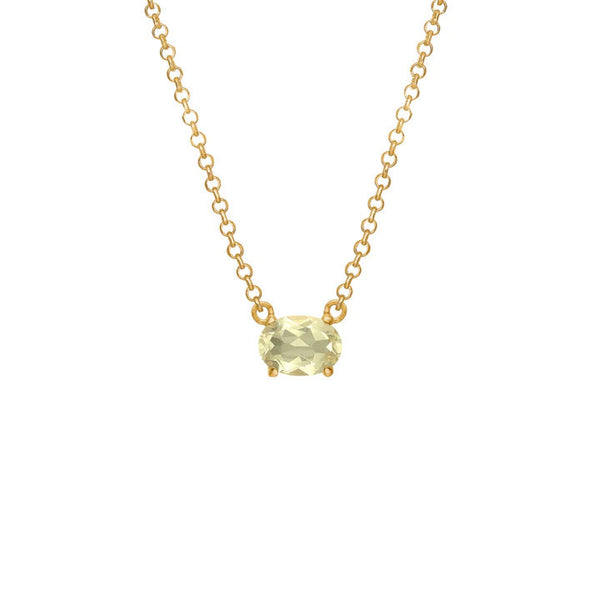Chain 18K Gold Plated Necklace w. Quartz