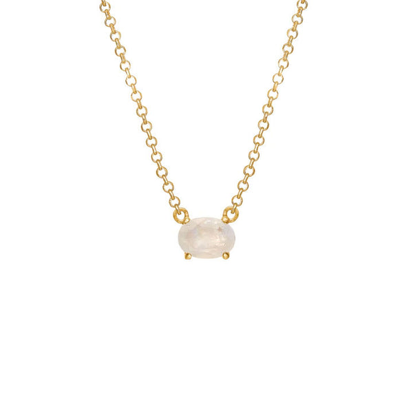 Chain Rainbow 18K Gold Plated Necklace w. Moonstone