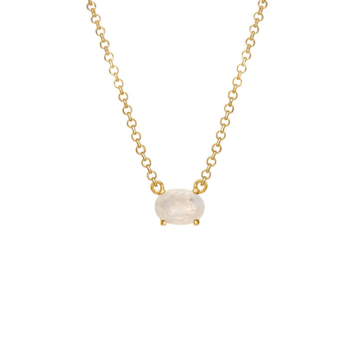 Chain Rainbow 18K Gold Plated Necklace w. Moonstone