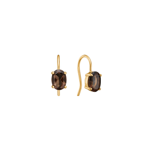 18K Gold Plated Earrings w. Smoked Quartz
