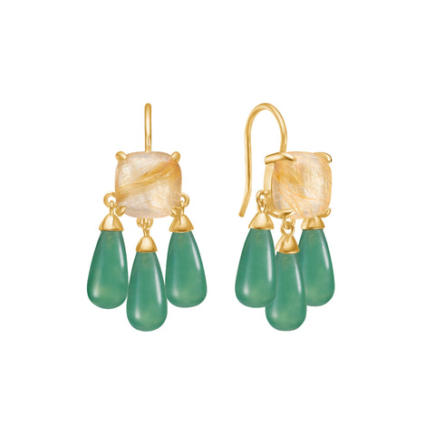 18k Green sold Agate Earrings