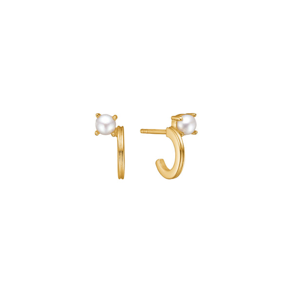 Unicorn 18K Gold Plated Hoops w. White Freshwater Pearls
