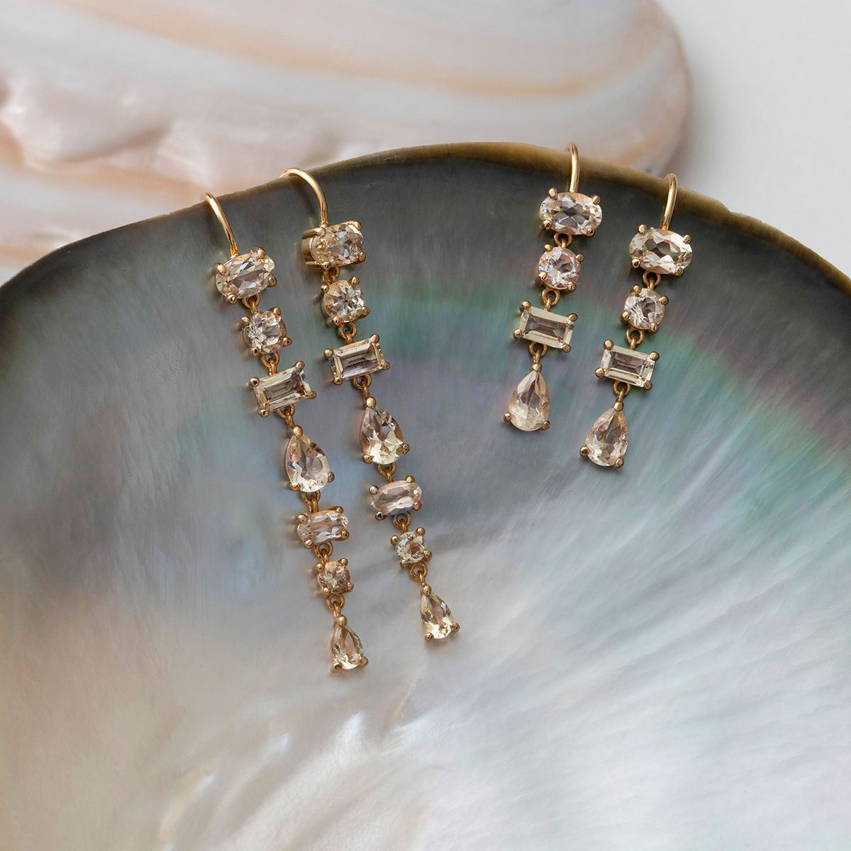 Unicorn Ohrringe vergoldet 18K I Champagner-Quartz