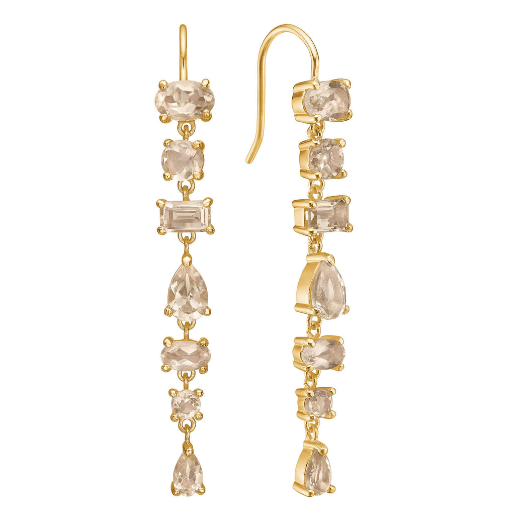 Unicorn 18K Gold Plated Earrings w. Quartz