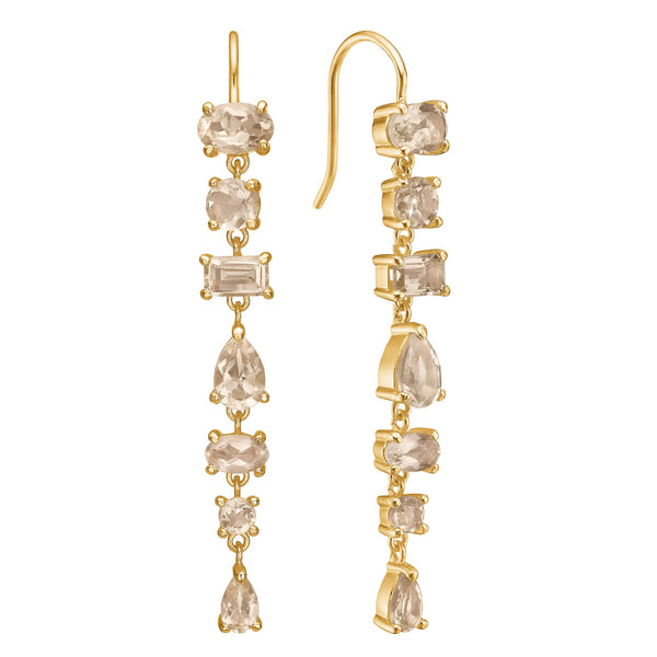 Unicorn 18K Gold Plated Earrings w. Quartz