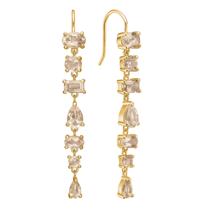 Unicorn 18K Gold Plated Earrings w. Quartz