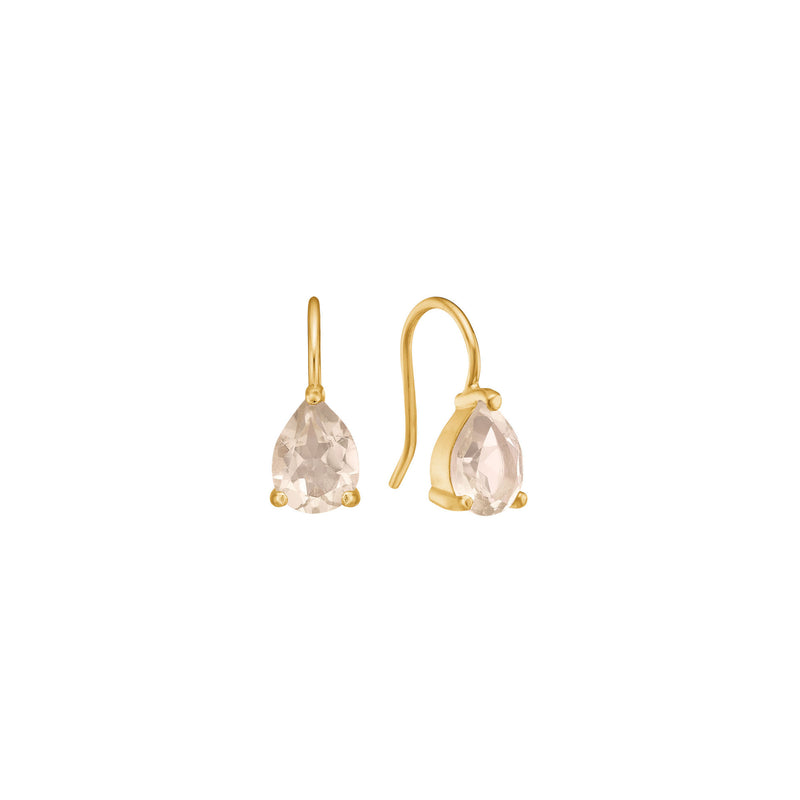 Unicorn 18K Gold Plated Earrings w. pear-shaped Quartz
