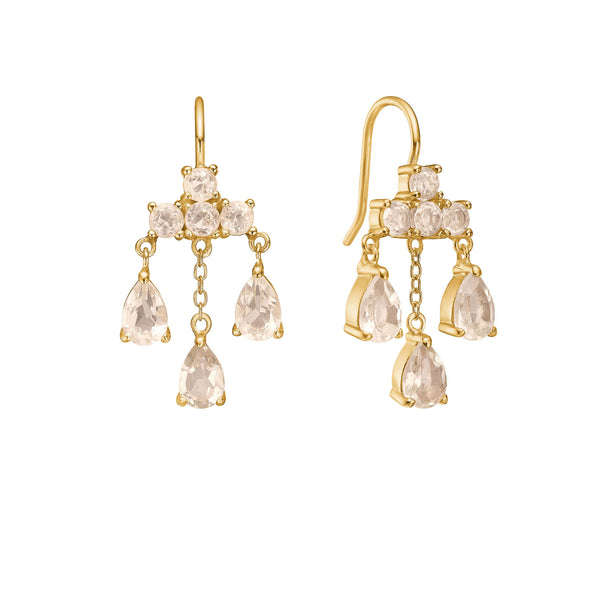 Unicorn 18K Gold Plated Earrings w. pear cut champagne Quartz