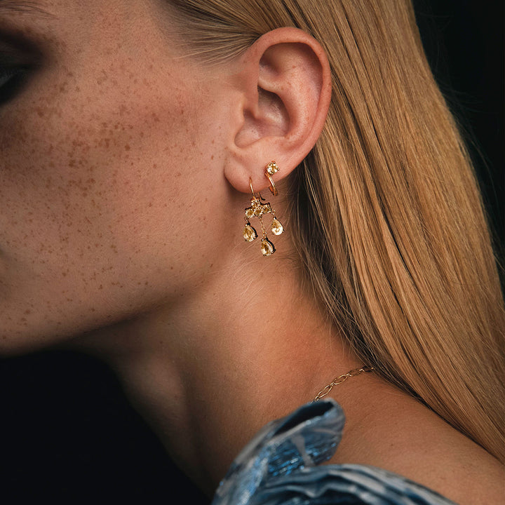 Unicorn 18K Forgyldte Hoops m. gul Champagne Kvarts