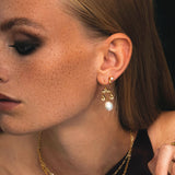 Unicorn 18K Gold Plated Earrings w. Quartz & baroque Pearls