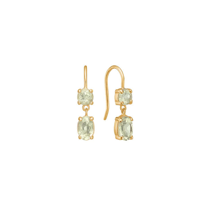 Lemon 18K Gold Plated Earrings w. Quartz