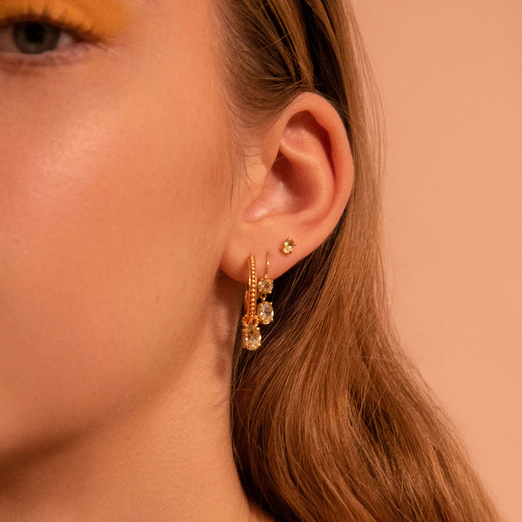 Lemon 18K Gold Plated Studs w. Quartz