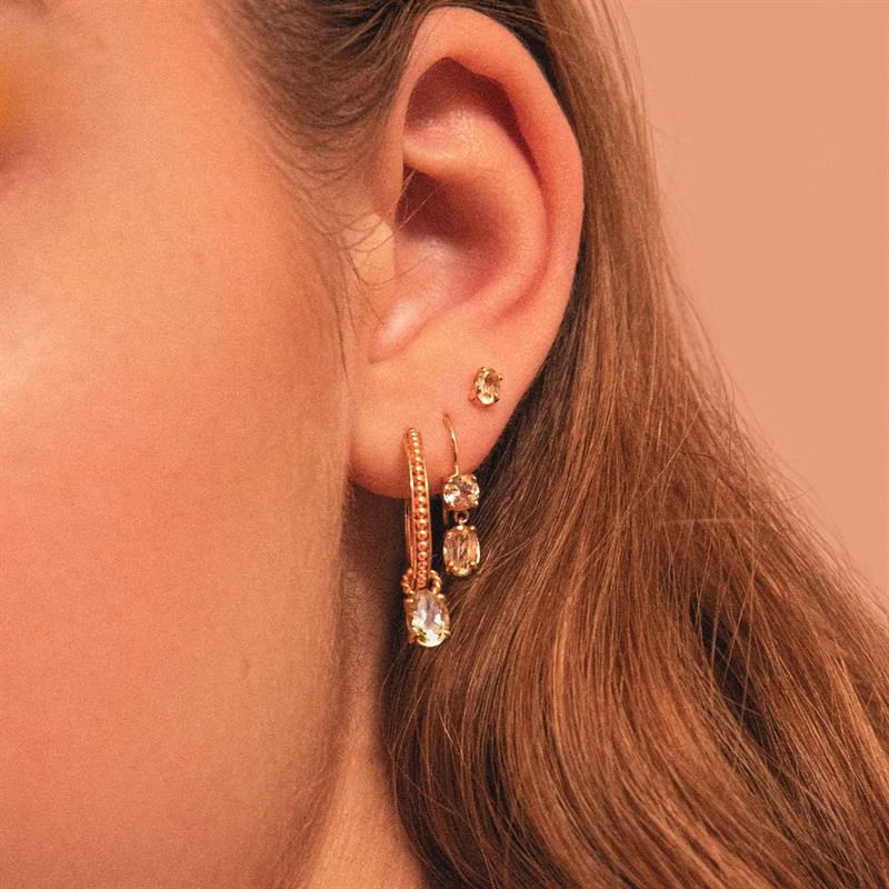 Lemon 18K Gold Plated Earrings w. Quartz